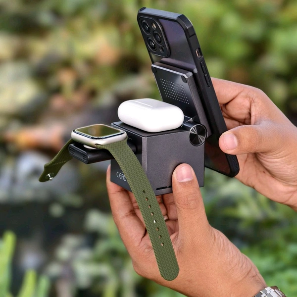 XO 3-in-1 Cube Compatible with MagSafe, 15W Fast Charging Foldable Wireless Charger Station, Compatible with iPhone 15/14/13, Apple Watch 1-8/Ultra, AirPods Pro, Magnetic wireless charger (CX027)