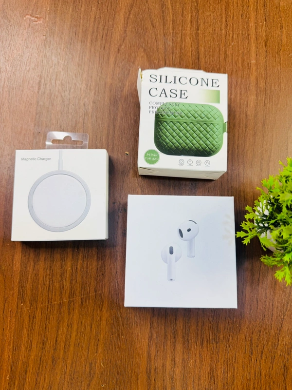 Airpords 4 ANC ( H3 Pro Chip ) Adaptive Anc With Magnetic Charger *Noise Cancellation 100% Working* Wirless Charging 