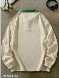 Casual Chic Oversized Polo: The Cozy Textured Long-Sleeve Top with Contrasting Green Collar and Inspirational Patches - Peach, XXL
