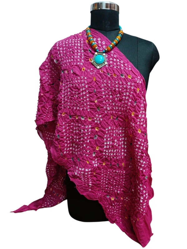Hand Made Pure Cotton Tie-Dye Traditional Jaipuri Bandhej Dupatta  - Free Size, Rose
