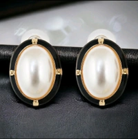 Designer Black Color 18k Gold Plated Pearl Stud Tops Earring