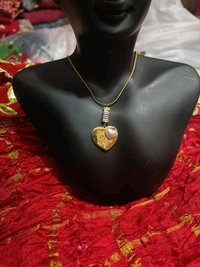 Anti Tarnish Heart Shaped Pearl And Diamond Gold Plated Pandal Set
 - Gold