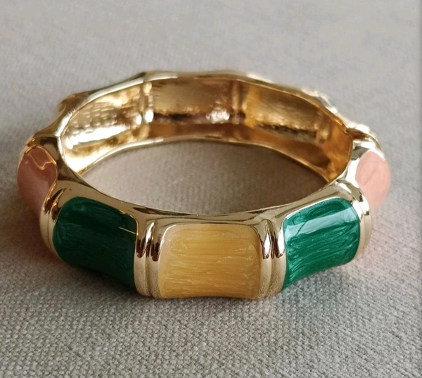 Multi Colored Bamboo Textured Wide Bangle