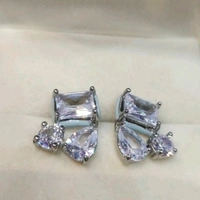 White Stone Silver Plated Small Studs Earrings 