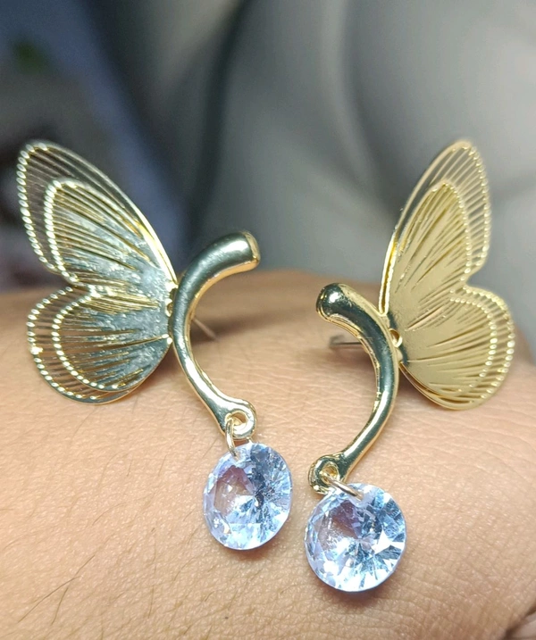 Beautiful Half Butterfly Diamond Studs - Gold