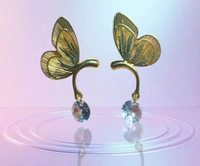Beautiful Half Butterfly Diamond Studs - Gold