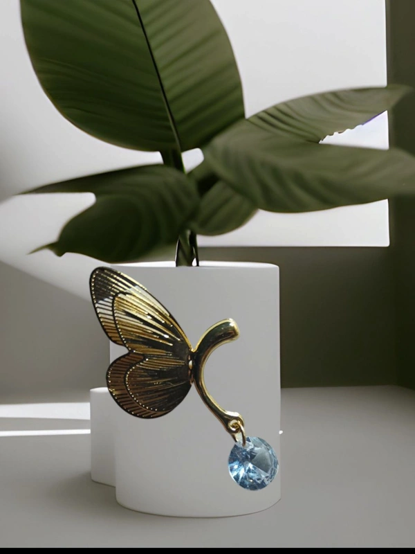 Beautiful Half Butterfly Diamond Studs - Gold