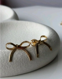 Elegance Ribbon Bow Luxury Gold Earrings