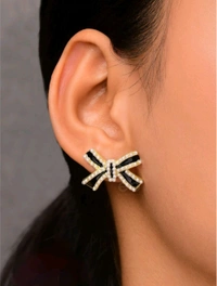 Beautiful Black Bow Stud Earrings