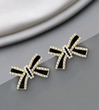 Beautiful Black Bow Stud Earrings