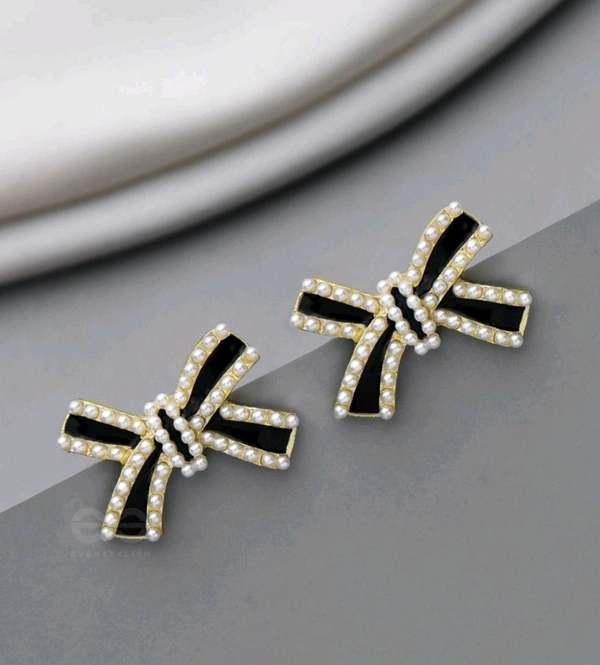 Beautiful Black Bow Stud Earrings