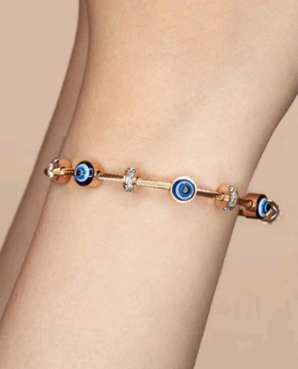 Elegant Anti Tarnish 18k Rose Gold Evil Eyes Breaclet Charms
