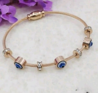Elegant Anti Tarnish 18k Rose Gold Evil Eyes Breaclet Charms
