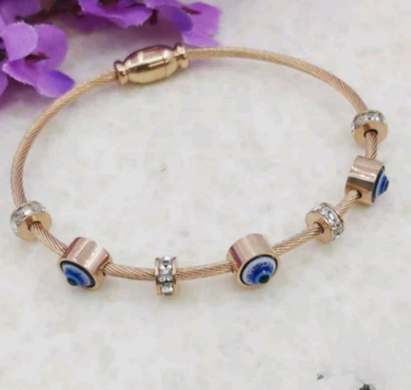Elegant Anti Tarnish 18k Rose Gold Evil Eyes Breaclet Charms
