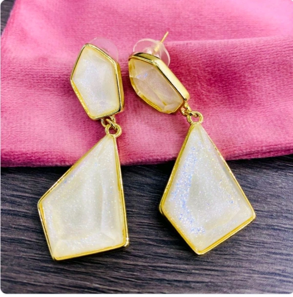 Premium Barfi Collection Bluish White Stone Earring