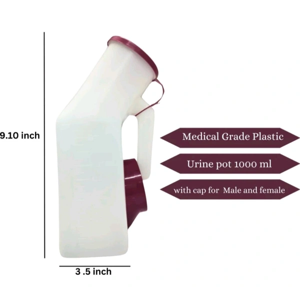 Urine Pot for Unisex Men And Women for Bed Patient  - White