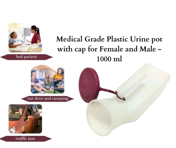 Urine Pot for Unisex Men And Women for Bed Patient  - White