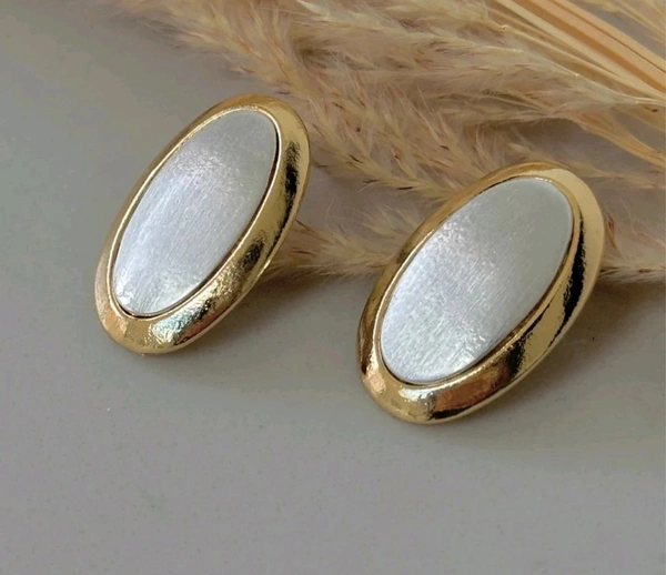 Mother Of Pearl Studs Gold Earring