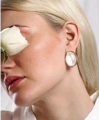 Mother Of Pearl Studs Gold Earring
