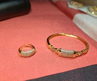 Combo Trendy Cubic Zirconia American Diamond Gold Plated Kada And Beautiful Adjustable Ring  - Gold