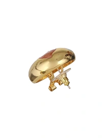 Gold Plated Floral Enameled Anti-Tarnish Stainless Steel Studs Earrings