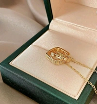 Square Double Interlocking Circle Ring Pendant/ Necklaces