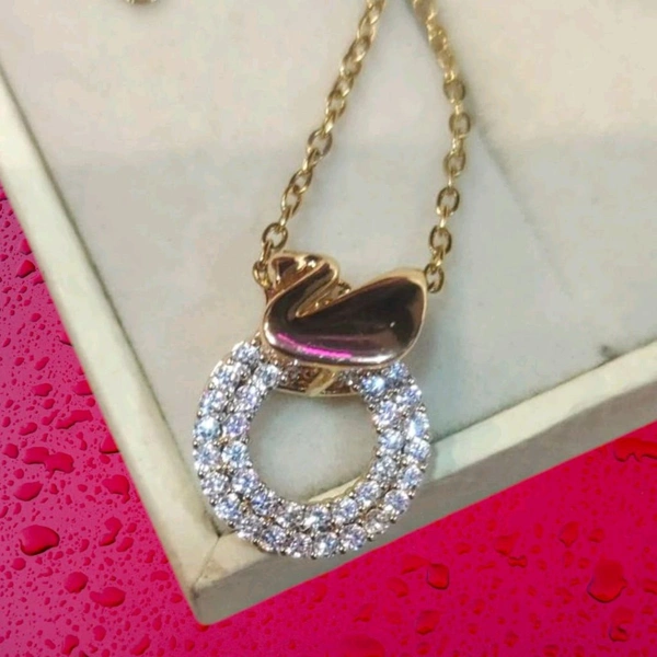 Anti Tarnish American Diamond gold Plated Swan Design Pandent  - Gold