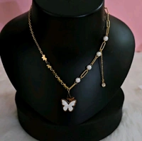 Anti Tarnish 18K Micro-Gold Plated Butterfly Pearl Necklace