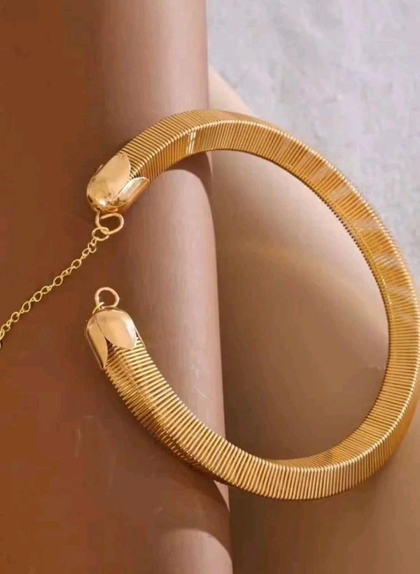 Elegant Gold Plated Thick Chain & Hasli Statement Nacklace - Gold