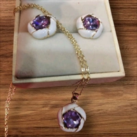 Amethyst Natural Crystal Gemstone Pendant/Locket With Studs