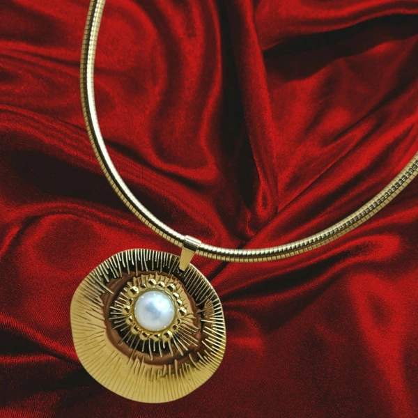 Elegance Premium Quality Anti Tarnish Pearl Gold Plated Pearl Round Hasli