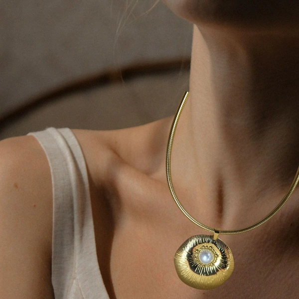 Elegance Premium Quality Anti Tarnish Pearl Gold Plated Pearl Round Hasli