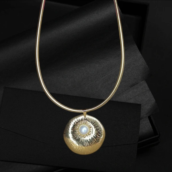 Elegance Premium Quality Anti Tarnish Pearl Gold Plated Pearl Round Hasli