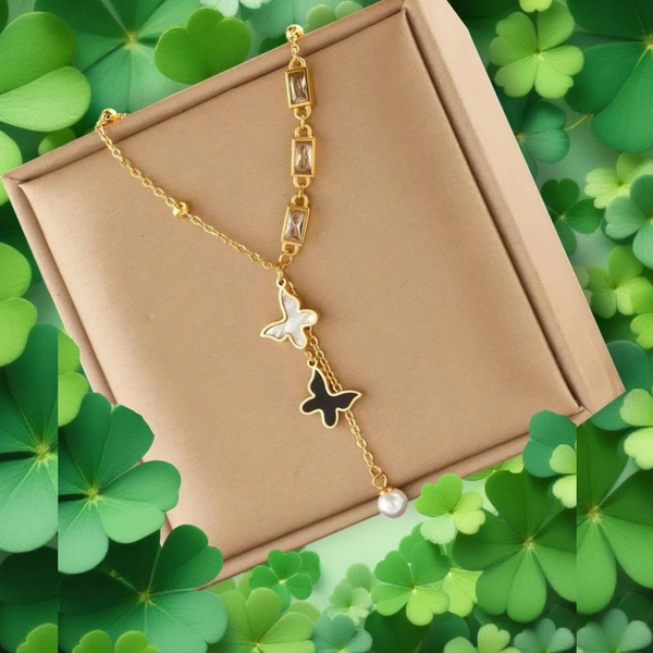 Gold Plated Stainless Steel Butterfly Waterproof Pendant Necklace