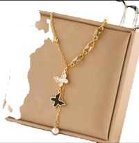 Gold Plated Stainless Steel Butterfly Waterproof Pendant Necklace