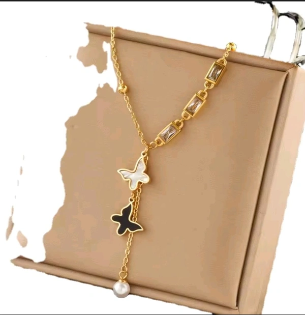 Gold Plated Stainless Steel Butterfly Waterproof Pendant Necklace