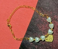 Love Heart Charm Fresh Water Pearl Bracelet
 - Free Size, Gold