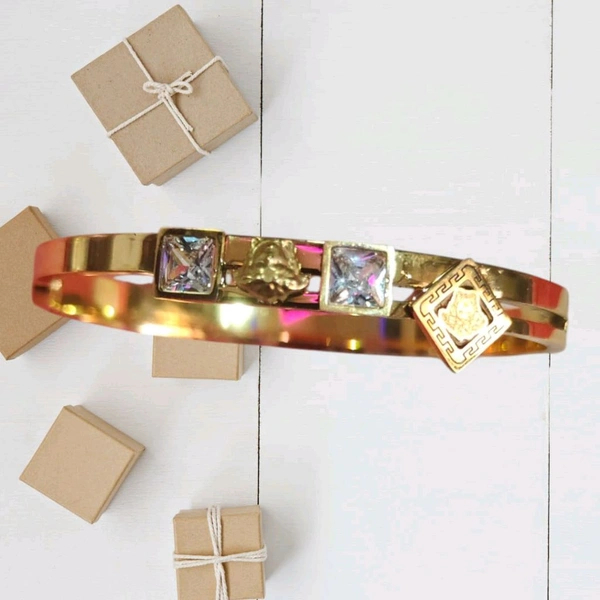 Anti-tarnis Gold Plated Stainless Steel Openable Crystal Bracelet