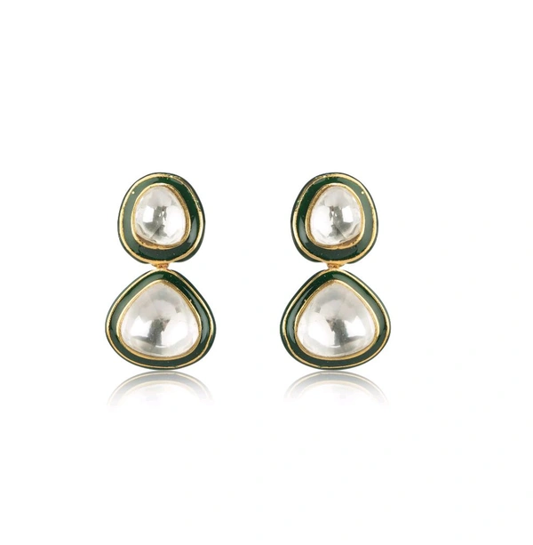 Elevate Your Style Parrot Green And White Pearl Earrings
