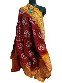 Beautiful Women's Rajasthani Traditional Embroidery Aari Work Dupatta  - Bright Red, 2.15