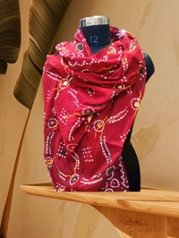 Beautiful Women's Rajasthani Traditional Aari Work Embroidery Design Dupatta  - Bright Red, 2.25