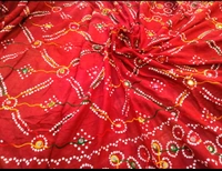 Beautiful Women's Rajasthani Traditional Aari Work Embroidery Design Dupatta  - Bright Red, 2.25