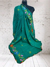 Beautiful Rajasthani Ganga Embroidery Designs Dupatta  - Pine Green, 2.1
