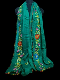 Beautiful Rajasthani Ganga Embroidery Designs Dupatta  - Pine Green, 2.1