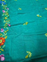 Beautiful Rajasthani Ganga Embroidery Designs Dupatta  - Pine Green, 2.1