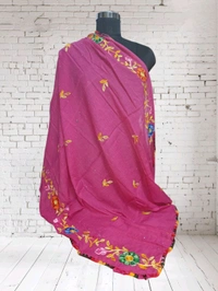 Beautiful Women's Rajasthani Ganga Embroidery Designs Dupatta  - Brilliant Rose, 2.10