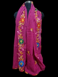 Beautiful Women's Rajasthani Ganga Embroidery Designs Dupatta  - Brilliant Rose, 2.10