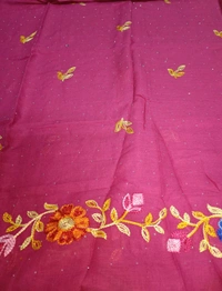 Beautiful Women's Rajasthani Ganga Embroidery Designs Dupatta  - Brilliant Rose, 2.10