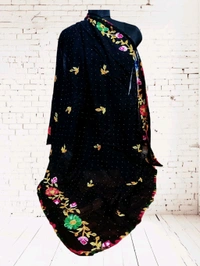 Beautiful Women's Rajasthani Traditional Ganga Embroidery Designs Dupatta  - Black, 2.10