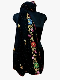 Beautiful Women's Rajasthani Traditional Ganga Embroidery Designs Dupatta  - Black, 2.10